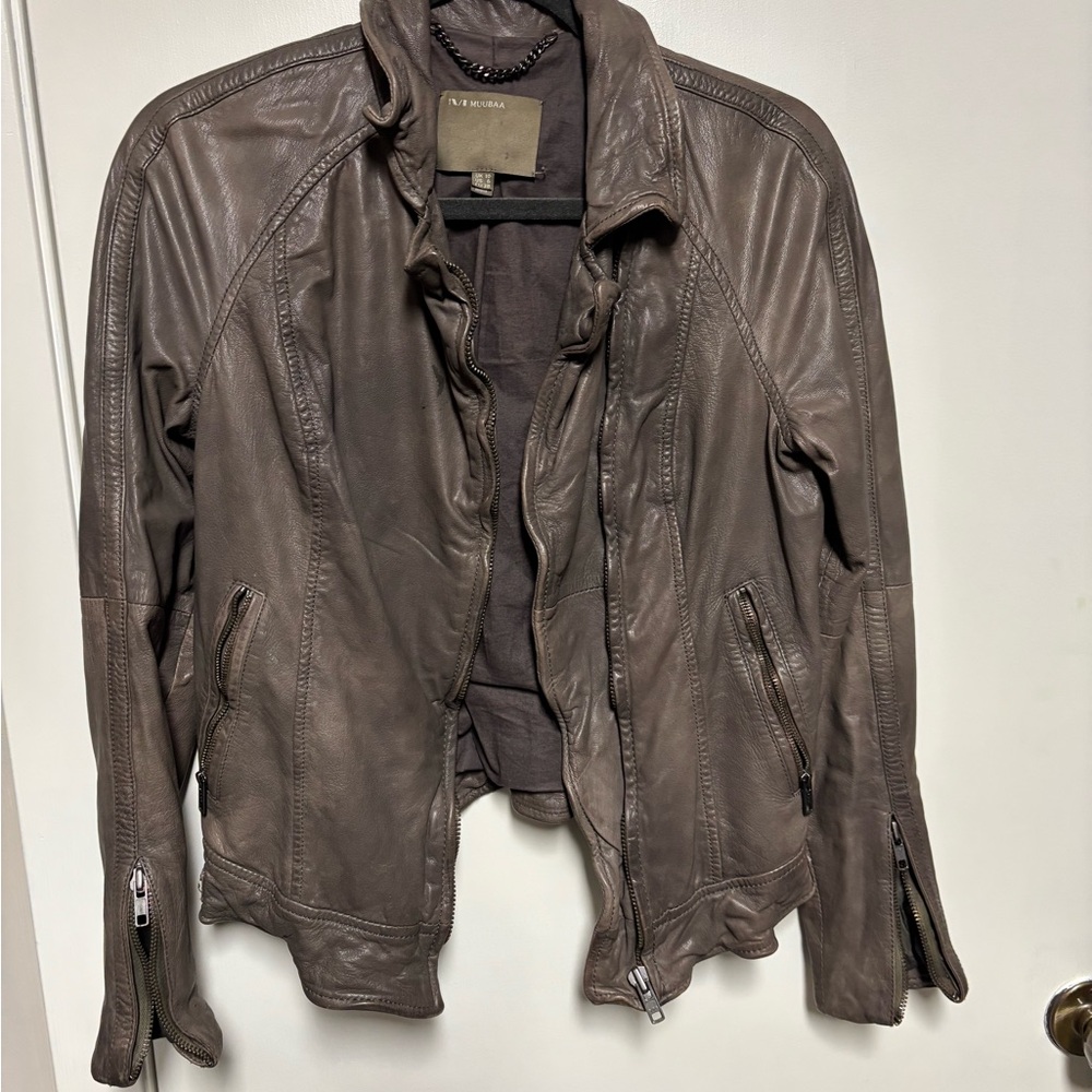 Muubaa Dark Leather Jacket